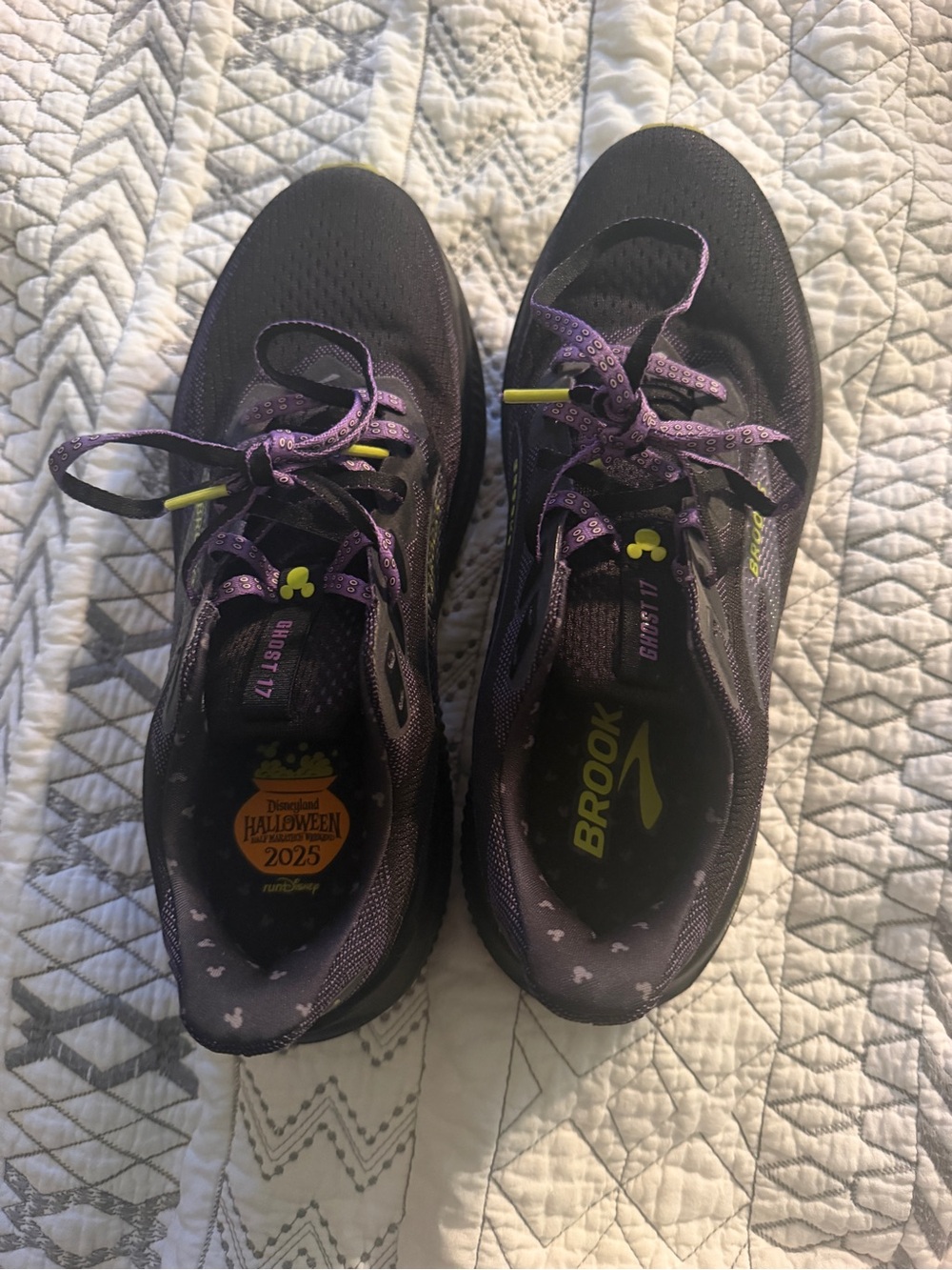 Brooks Women's Black and Purple Running Shoes with Yellow Accents